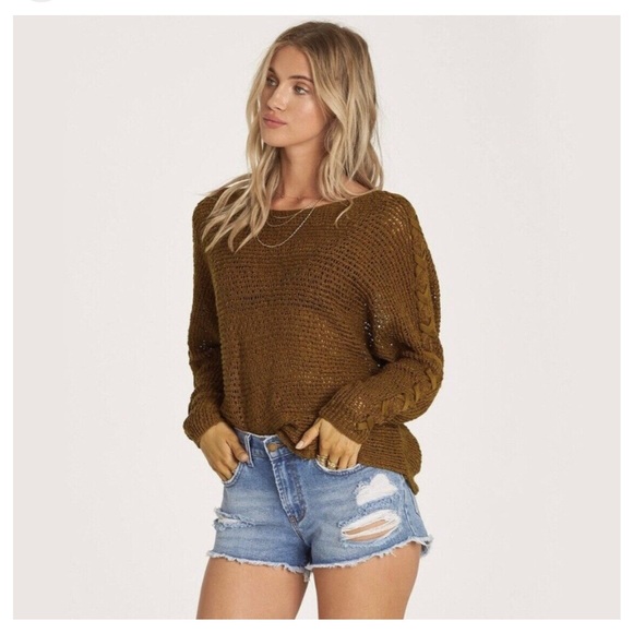 Billabong Chill Out Relaxed Loose Knit Sweater - Moss - Picture 1 of 9